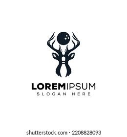 Deer head creative design logo vector. Deer illustration, Hunting club badge logo template, Deer Silhouette on White Background, 