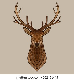 Deer head. Decorative isolated vector illustration. No gradients