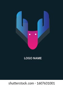 Deer head Design Element in Vintage Style for Logotype, Label, Badge. Hunting club Retro vector illustration. colorful logo and dark background