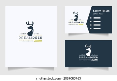 Deer head Design Element in Vintage Style for Logotype, Label, Badge, T-shirts and other design. Hunting club Retro vector illustration.