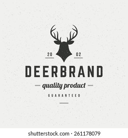 Deer Head Design Element In Vintage Style For Logotype, Label, Badge, T-shirts And Other Design. Hunting Club Retro Vector Illustration.