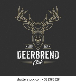 Deer head Design Element in Vintage Style. Vector illustration EPS 10