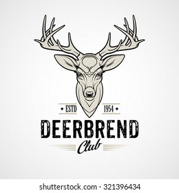 Deer head Design Element in Vintage Style. Vector illustration EPS 10