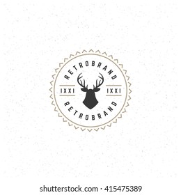 Deer head Design Element in Vintage Style for Logotype, Label, Badge and other design. Hunting club Deer Silhouette Retro vector illustration.