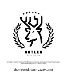 Deer head Design in Vintage Style Vector Logo