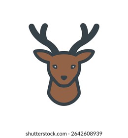 Deer head displays forward illustration isolated graphic minimalism