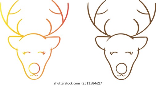 Deer head drawing pencil line art coffee color and colorful set image premium quality