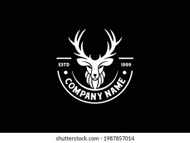 Deer Head Emblem Badge Logo Design Stock Vector (Royalty Free ...