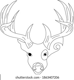 Deer head emblem Hand drawn. forest deer, vector sketch illustration, Animal with horn, nature wildlife , good for Tatoo design