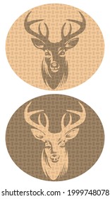 Deer Head Emblem Vector Illustration. Deer Head With Abstract Texture

