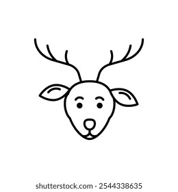 deer head facing front santa claus dear christmas theme icon graphic illustration outline drawing art