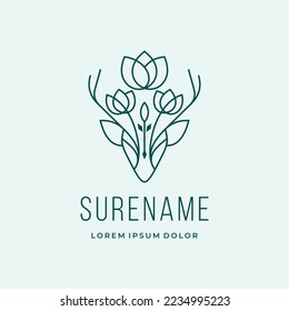 deer head flower logo design inspiration