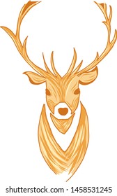 Deer head front view logo illustration isolated on white background.