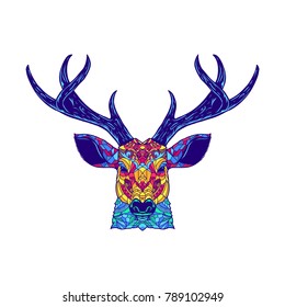 deer head full color cheerish geometry shape pattern artwork t shirt