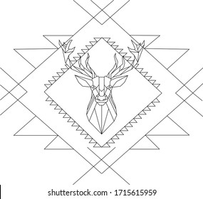 Deer head in a geometric frame