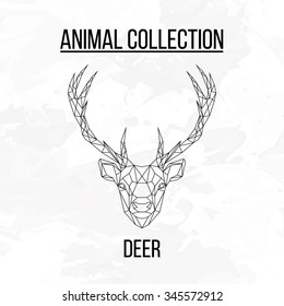 Deer head geometric lines silhouette isolated on white background vintage vector design element illustration