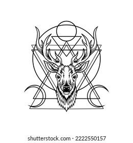 Cabeza de ciervo con ilustración vectorial geométrica