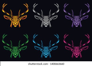 deer head in glow color set