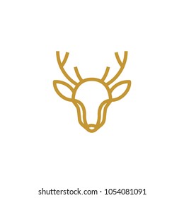 Deer Head Gold Line Art Logo