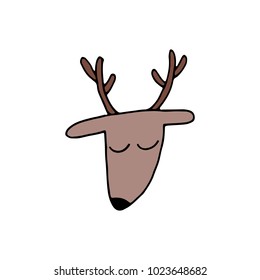 Deer Head Hand Drawn Doodle Vector Illustration