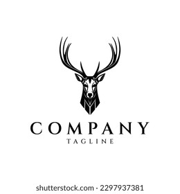 Deer head hipster retro logo design vector illustration