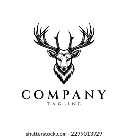 Deer head hipster retro logo design vector illustration