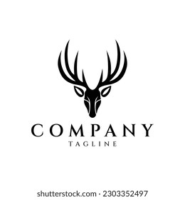 Deer head hipster retro logo design vector illustration