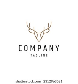 Deer head hipster retro logo design vector illustration