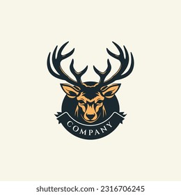 Deer head hipster retro logo design vector illustration