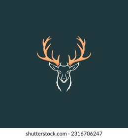 Deer head hipster retro logo design vector illustration
