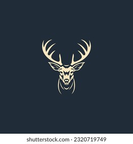 Deer head hipster retro logo design vector illustration