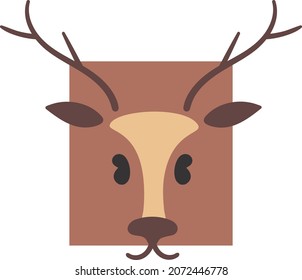 Deer head. Horned wild animal, trendy icon vector illustration isolated on white background