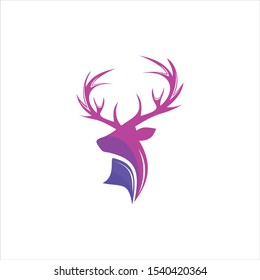 Deer Head and Horns Silhouette Isolated On White Background. Vector object for Labels, Badges, Logos and other Design, logo design inspiration