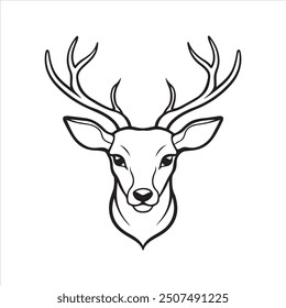 Deer Head with Horns Vector 