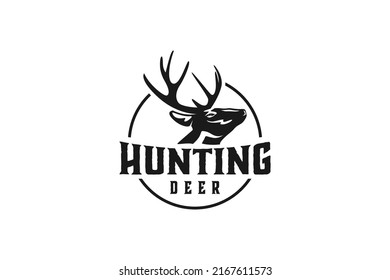 Deer Head hunting outdoor logo design animal wildlife silhouette horns deer reindeer
