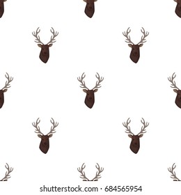 Deer head icon in cartoon style isolated on white background. Hipster style symbol stock vector illustration.