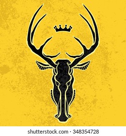 Deer Head Icon color. The illustration in style of heraldry. Print for a mascot and T-shirt or game graphic. Can be used for tattoo.