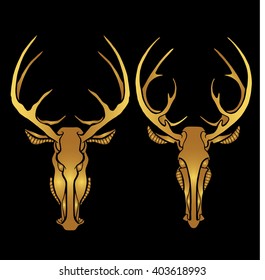 Deer Head Icon color. The illustration in style of heraldry. Print for a mascot and T-shirt or game graphic. Can be used for tattoo and logo.