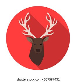 Deer head icon in flat style isolated on white background. Hipster style symbol stock vector illustration.