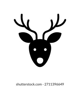 Icono de cabeza de ciervo o logotipo aislado signo símbolo Ilustración vectorial - Iconos de vector de estilo negro de alta calidad