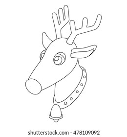 Deer head icon in outline style isolated on white background