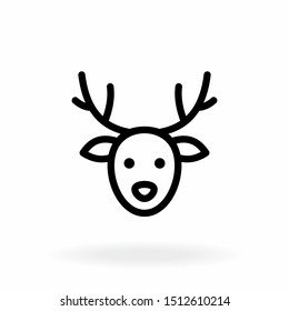 Deer head icon. Santa's Reindeer Rudolph outline vector image.