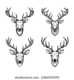 Deer head icon set illustration vector