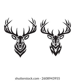 Deer head icon set on a white background 