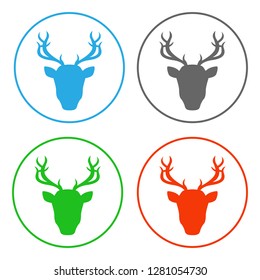 Deer head. Icon set. Vector.