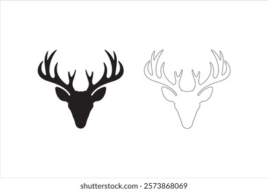 deer head icon set. deer head vector. deer head outline. deer head logo icon vector illustration on white background.