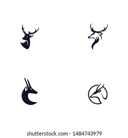 Deer head icon silhouette logo design minimalist template