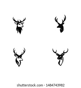 Deer head icon silhouette logo design minimalist template