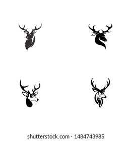 Deer head icon silhouette logo design minimalist template