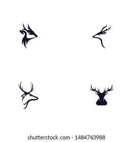 Deer head icon silhouette logo design minimalist template